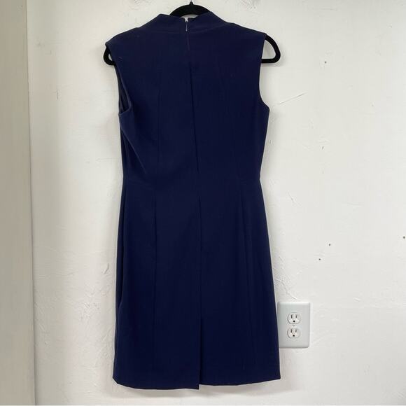 Tahari Arthur S Levine Navy Blue Cap Sleeve Sheath Dress Womens 4P Academia Mini - Picture 10 of 10